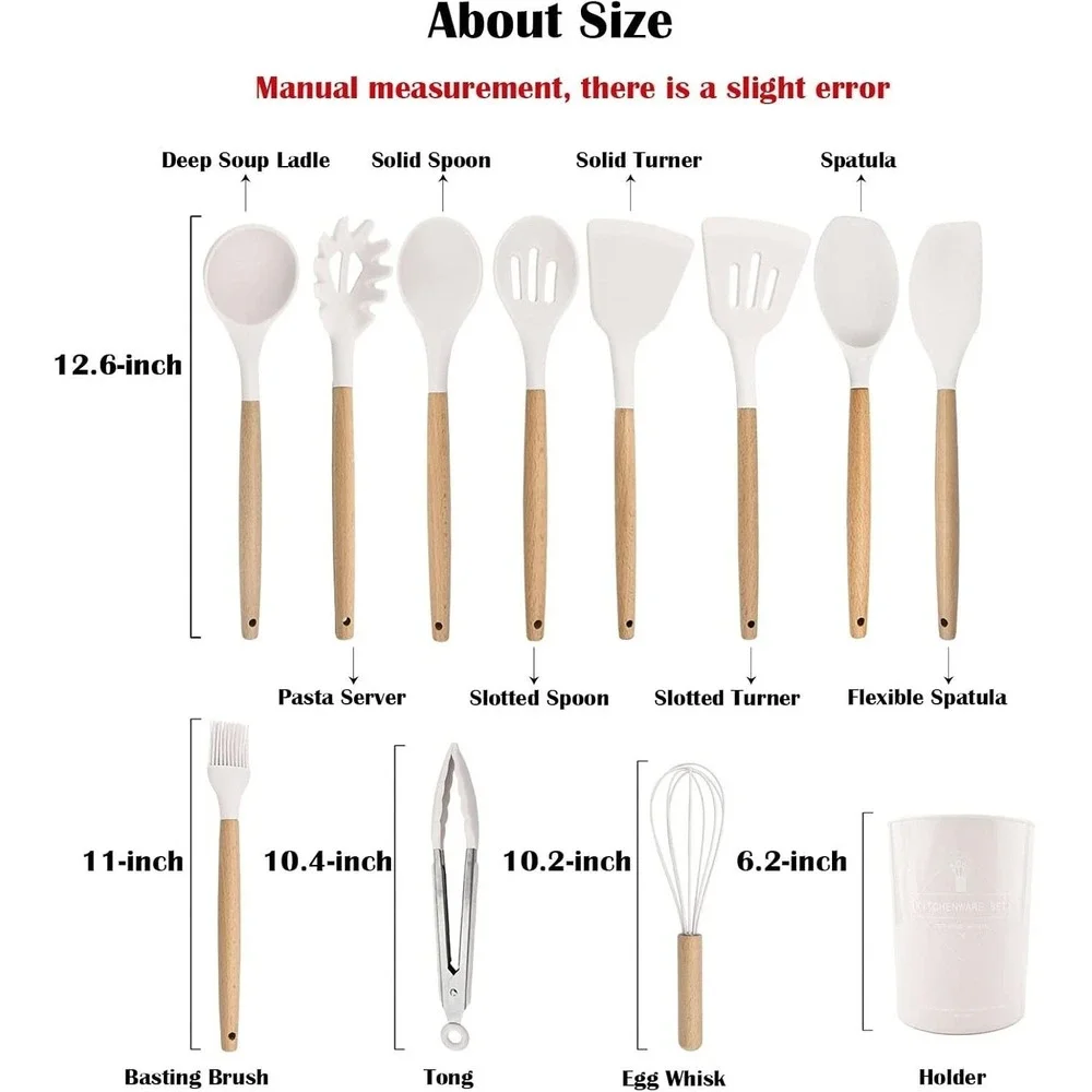 Pink Silicone Utensils Set, 12pcs Kitchen Gadgets Cooking Utensils Set, Non-stic
